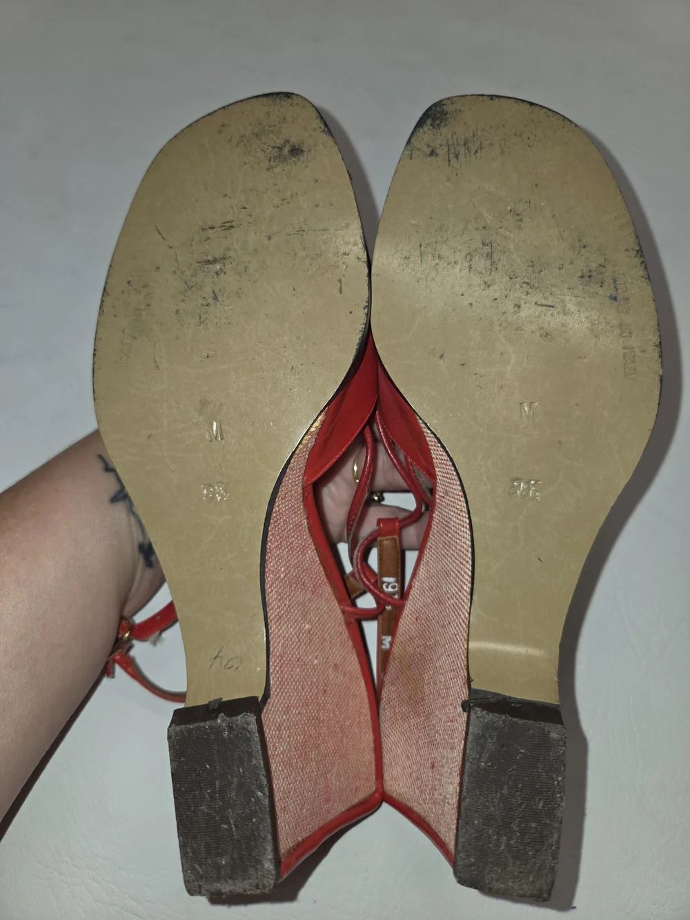 Red Women's Open-Toe Slingback Wedge Sandals Vintage 60s